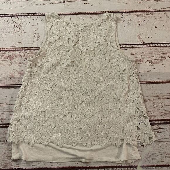 Anthropologie Sunday In‎ Brooklyn White Lace Flower Tank Top Sleeveless Small - Picture 9 of 9